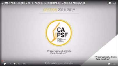 MEMORIAS DE GESTIÓN 2019 - ASAMBLEA GENERAL DE MATRICULADOS N° 31
