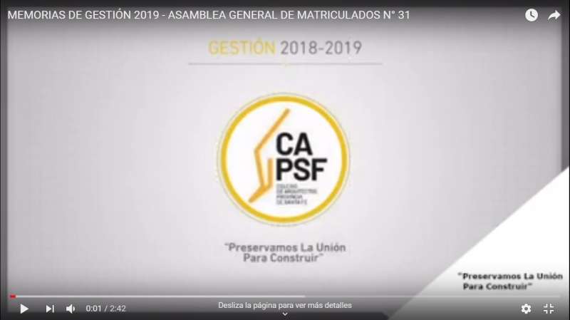 MEMORIAS DE GESTIÓN 2019 - ASAMBLEA GENERAL DE MATRICULADOS N° 31